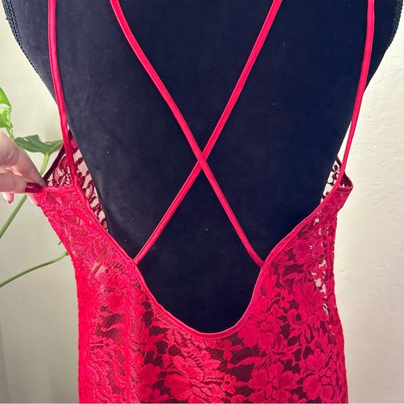 Red Lace Slip Dress - Picture 5 of 16